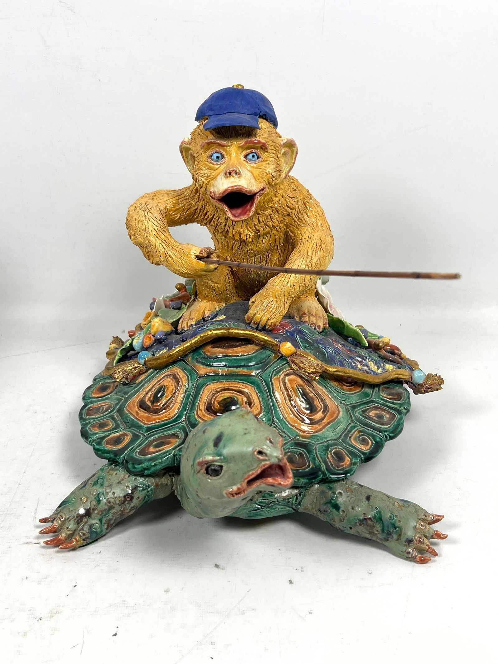 George ALEXANDER | Whimsical Monkey Riding a Turtle Sculpture | MutualArt
