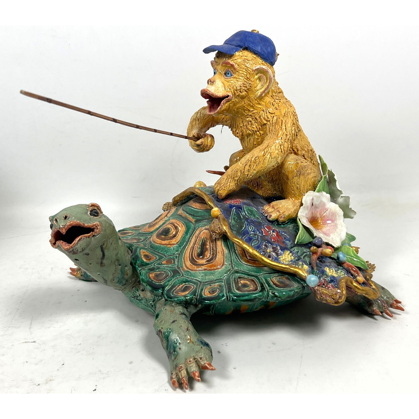 George ALEXANDER | Whimsical Monkey Riding a Turtle Sculpture | MutualArt