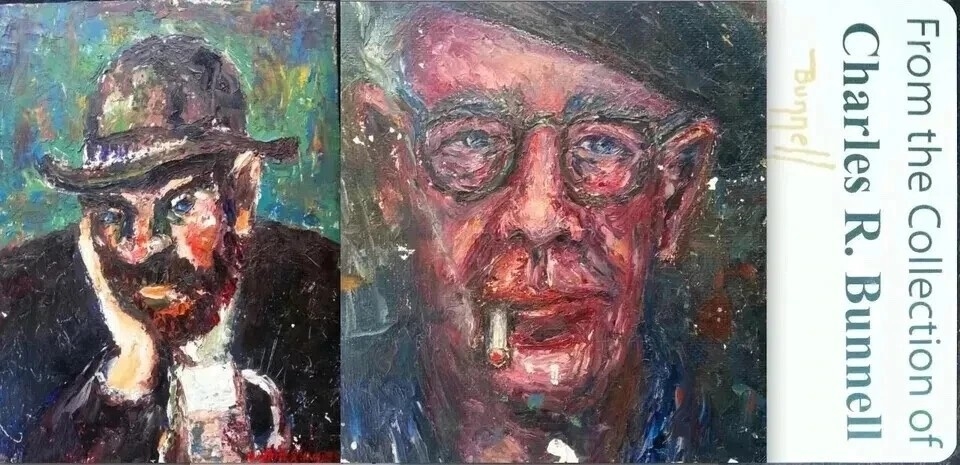 Charles Ragland Bunnell | 2 Oil Paintings Vincent Van Gogh Style Man ...