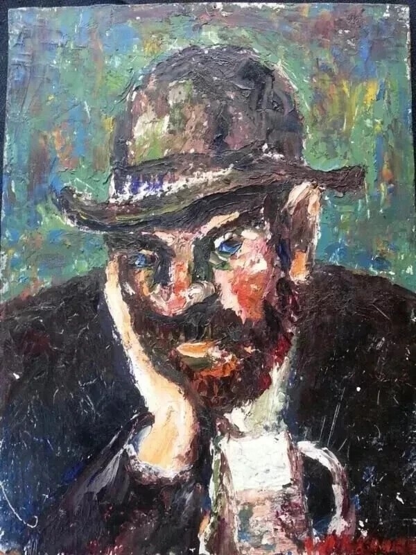 Charles Ragland Bunnell | 2 Oil Paintings Vincent Van Gogh Style Man ...