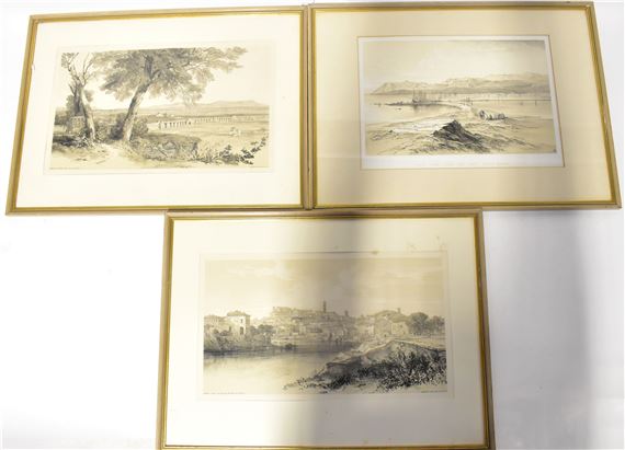 No. 9 View From The Fort, Santa Maura, Rome from Via Della Porta San Paolo, Campagna of Rome from Villa Mattei - Edward Lear