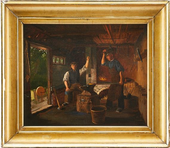 Arbetande män i smedjan - Niels Anker Lund