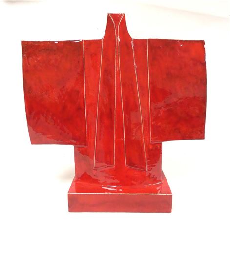 Peter Moss | A sang-de-boeuf ceramic sculpture, modelled as a kimono ...