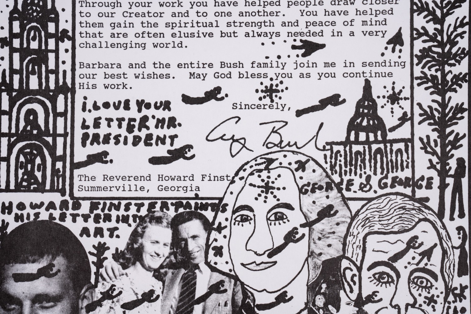 Howard Finster | HOWARD FINSTER, GROUP OF FOUR B&W LITHOS | MutualArt
