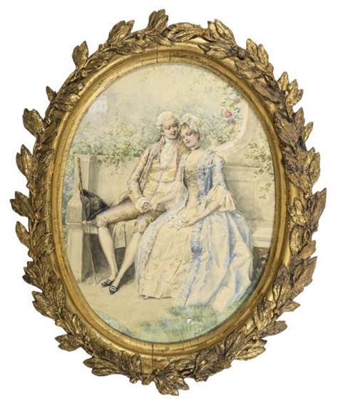 Moritz M. Daffinger | Rococo genre scene with lovers | Compare similar ...