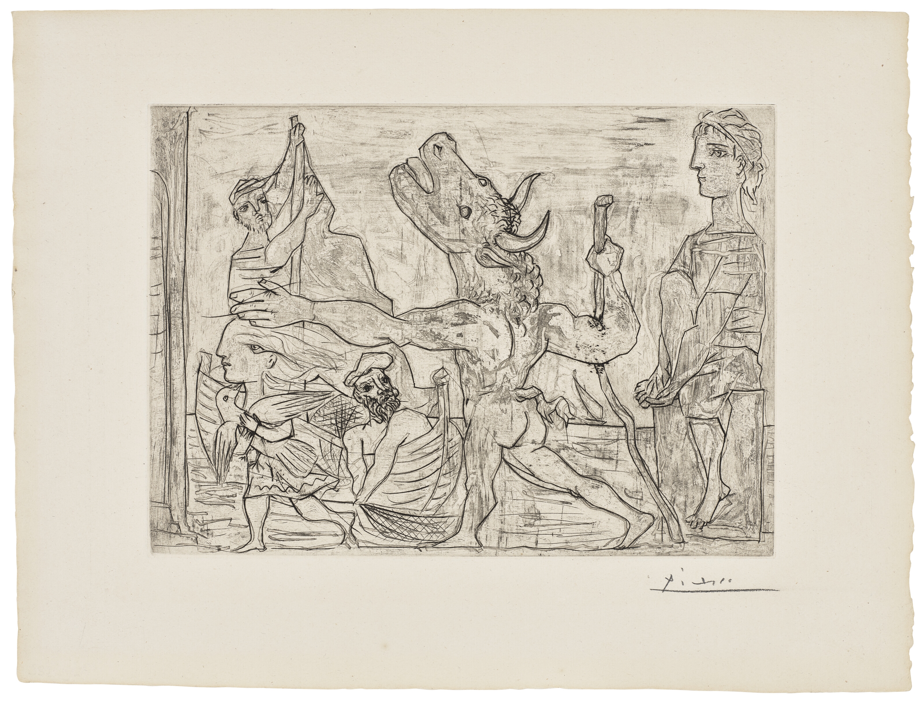 Pablo Picasso | Minotaure aveugle guidé par une fillette III, from: La ...