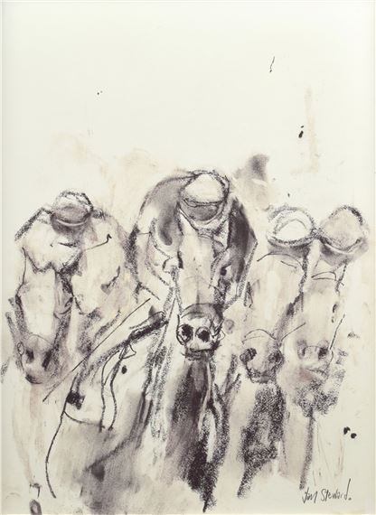 Tim Steward | Horse racing study with horses and jockeys | MutualArt