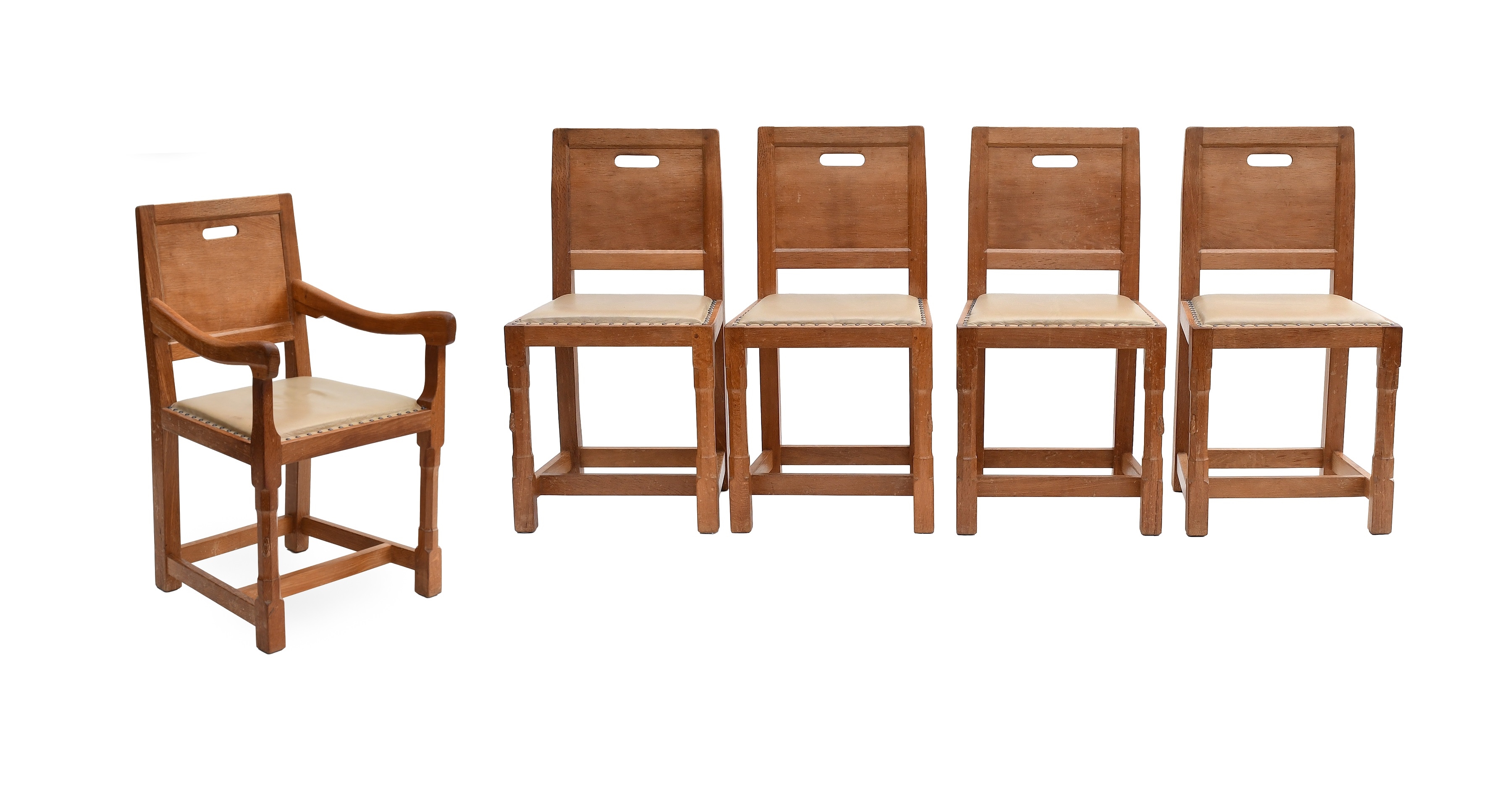 Peter 'Rabbitman' Heap | A Set of Five (4+1) English Oak Panel Back ...
