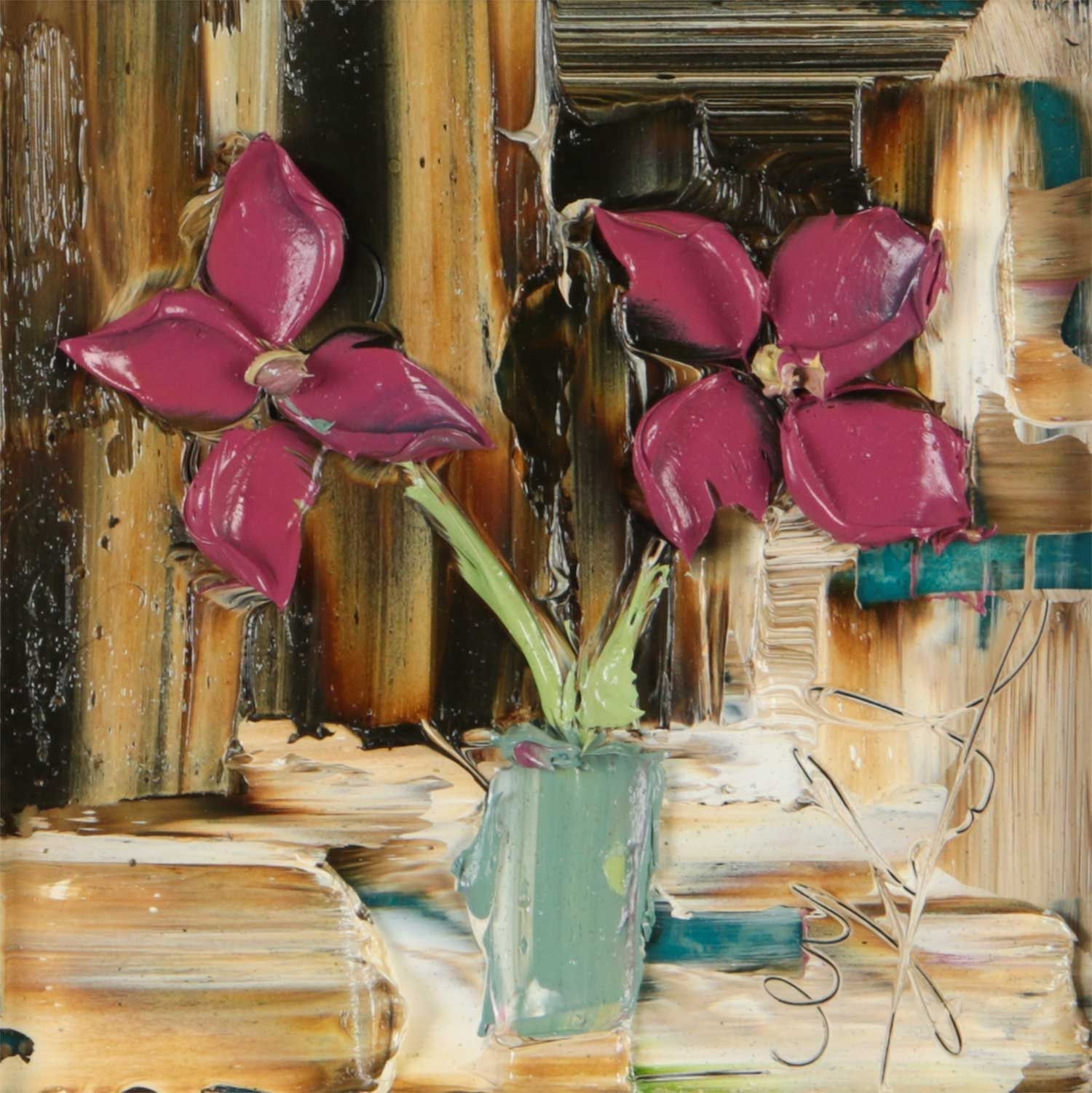 Colin Flack | MULBERRY COLOURED FLOWERS IN A VASE | MutualArt
