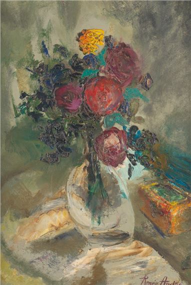 Renée André | Still life with floral bouquet | MutualArt