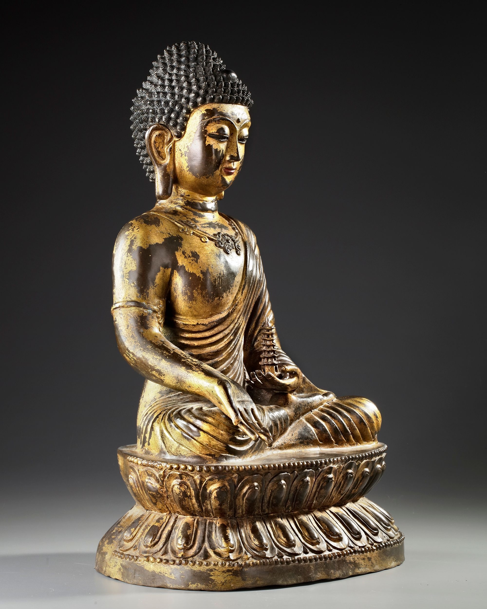 Sino-Tibetan School | A LARGE SINO-TIBETAN GILT BRONZE SEATED BUDDHA ...