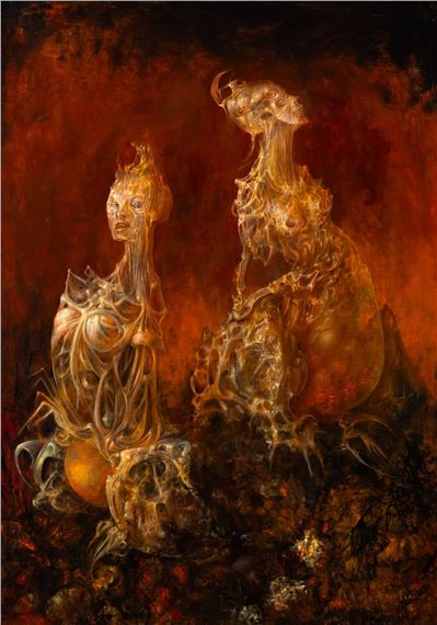 Leonor Fini | Dans la tour (Autoportrait avec Constantin Jeleński