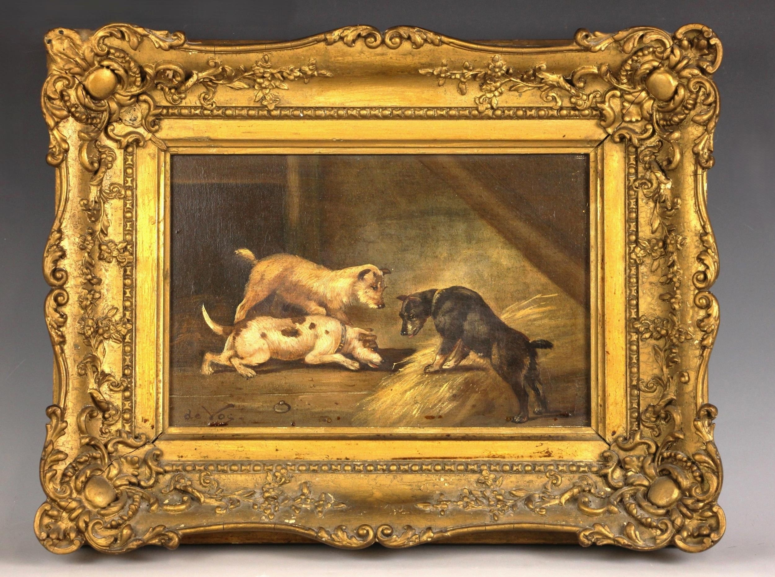 Vincent de Vos | Terriers ratting in a barn | MutualArt