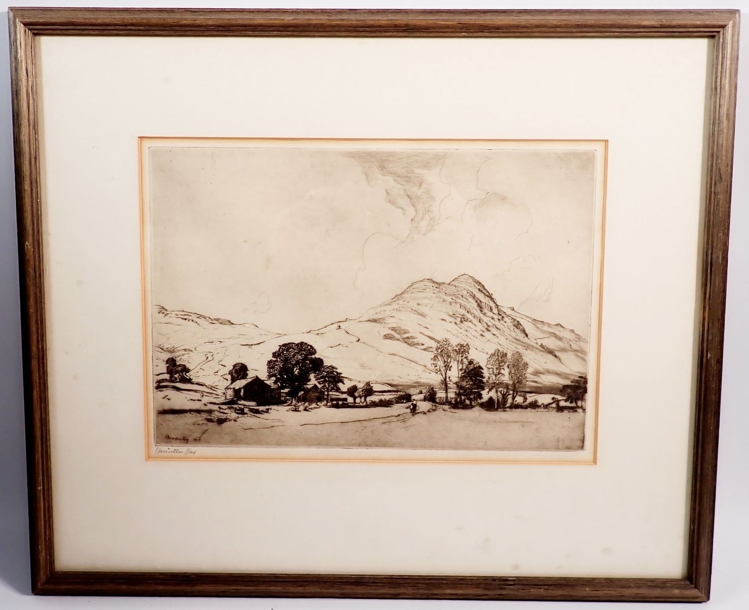 James Hamilton Hay | etching of a mountainous scene with farm to ...