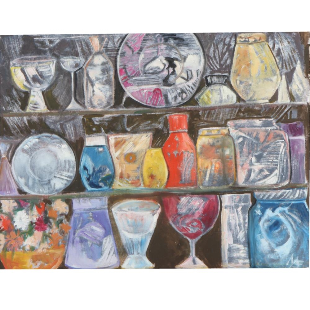 Mae Alice Engron | still life with dishes | MutualArt