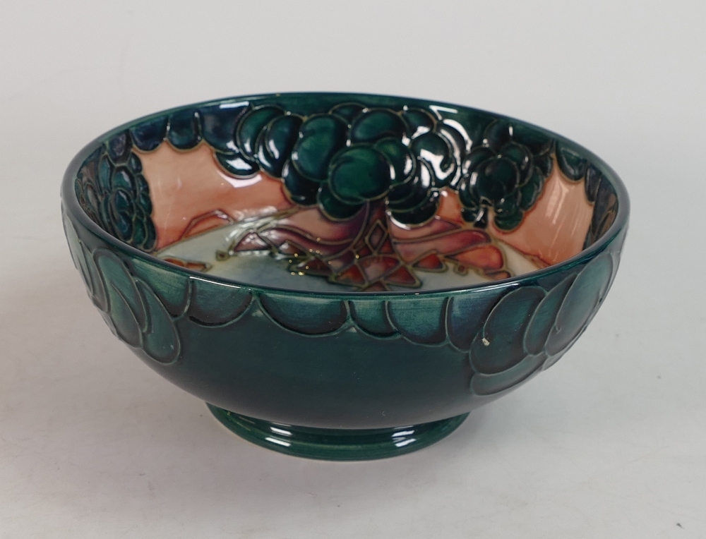 Sally Tuffin | Moorcroft Footed Bowl 'Mamoura' pattern on green ground ...