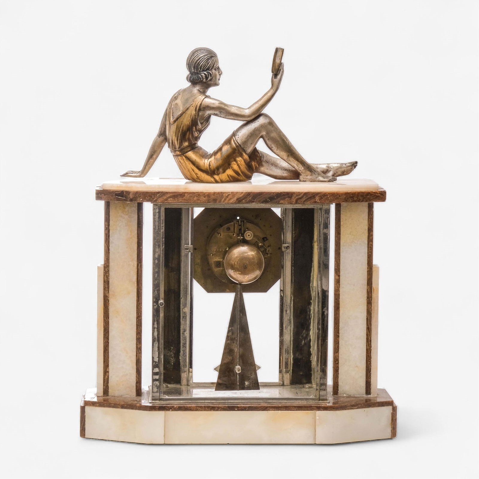 Demétre H. Chiparus | Art Deco Onyx and pink marble clock with a bronze ...