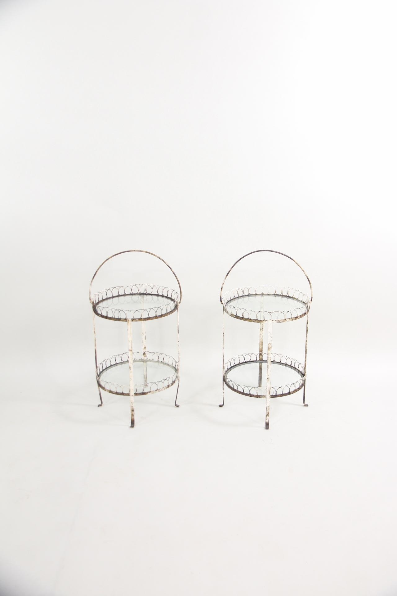 Mathieu Matégot | Pair of Curly Wire & Glass Mathieu Mategot Occasional ...