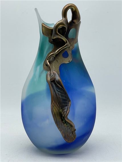 Filip Ravert | Romanian Hand-Blown Art Glass Vase with Copper
