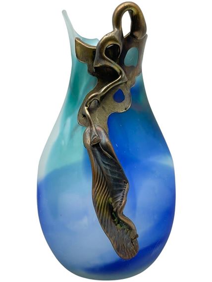 Filip Ravert | Romanian Hand-Blown Art Glass Vase with Copper