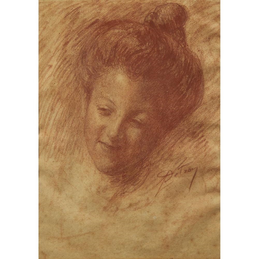 Léon Detroy | Portrait de jeune élégante au chignon | MutualArt