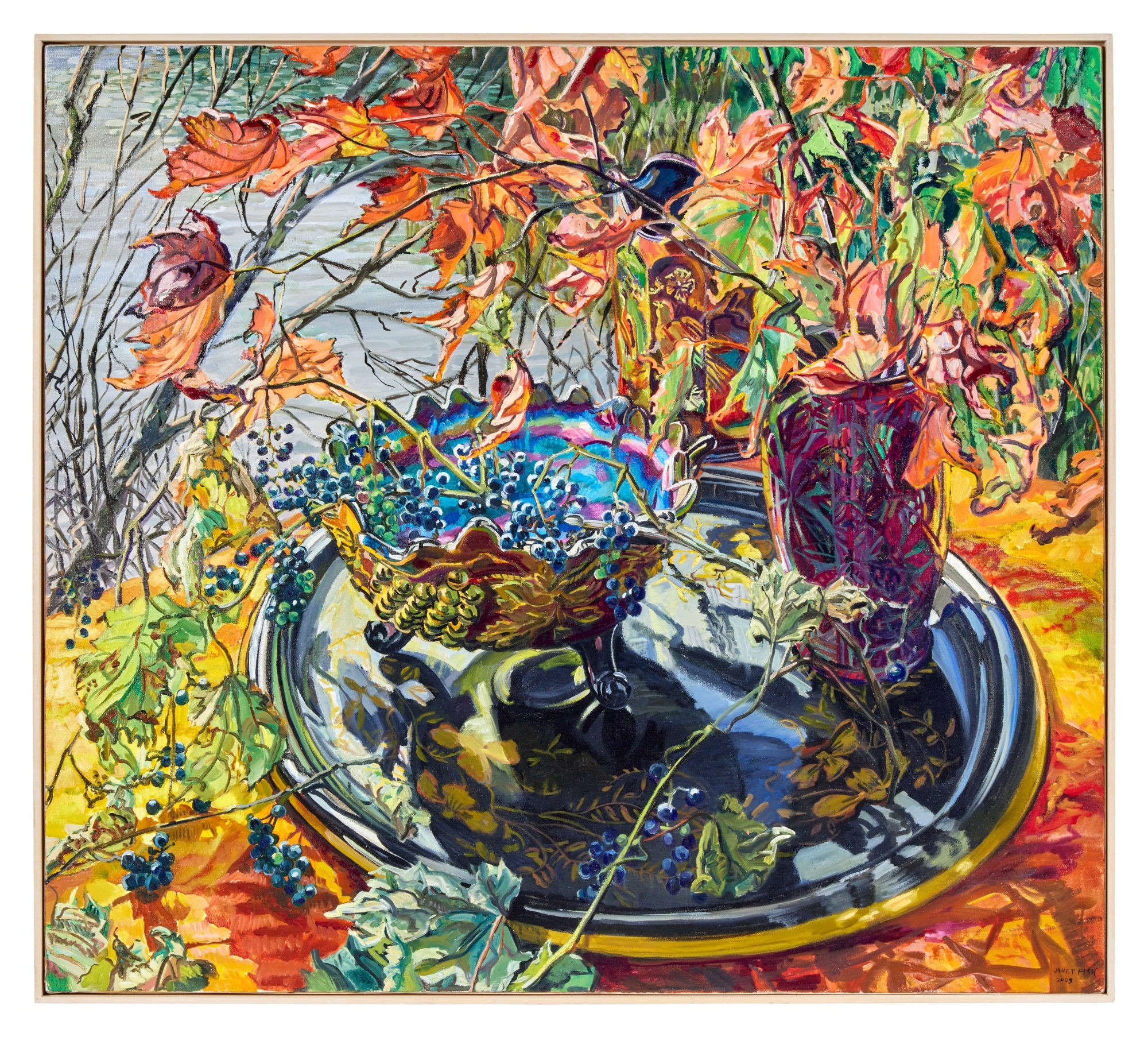 Janet Fish | Grapes and Autumn Leaves (2003) | MutualArt