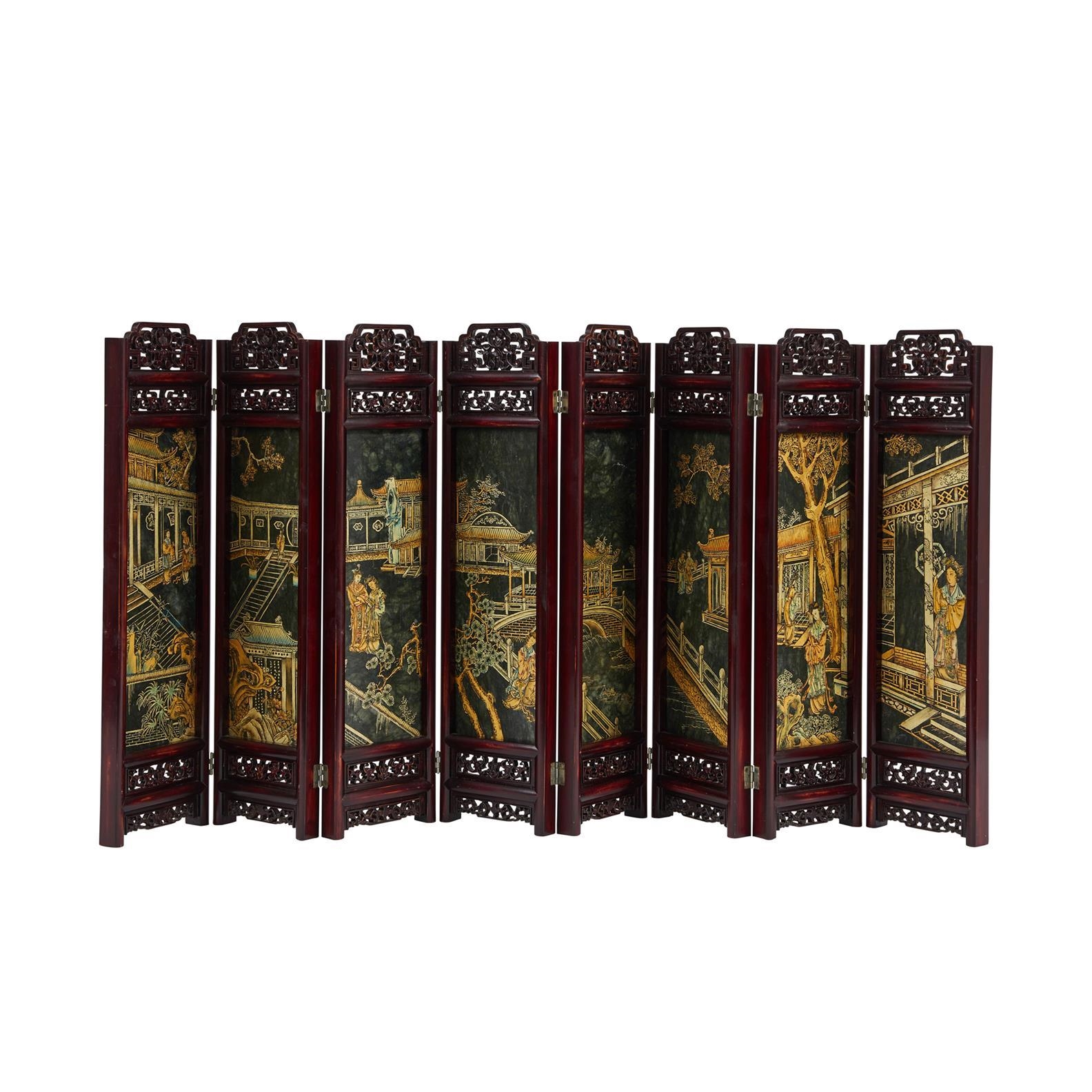 Chinese School | A CHINESE MINIATURE EIGHT-PANEL SCREEN | MutualArt