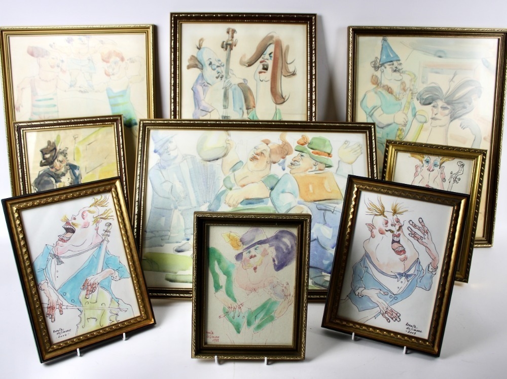 Renata de Simone | Nine various watercolour and pen and ink drawings of ...