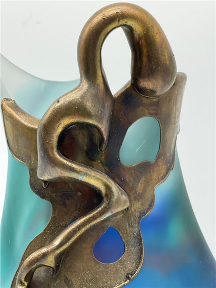 Filip Ravert | Romanian Hand-Blown Art Glass Vase with Copper