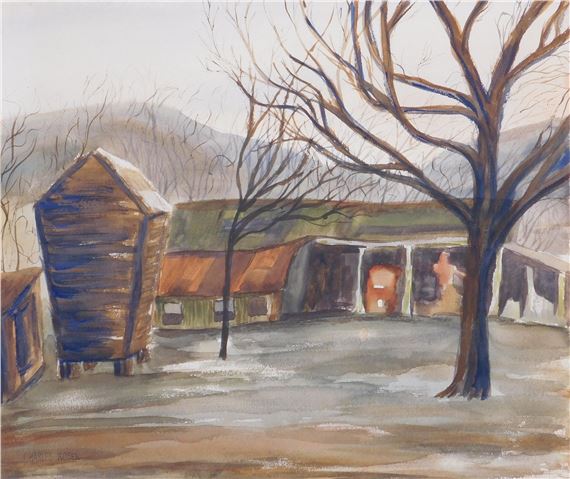 Charles Rosen | Farm Yard Watercolor | MutualArt