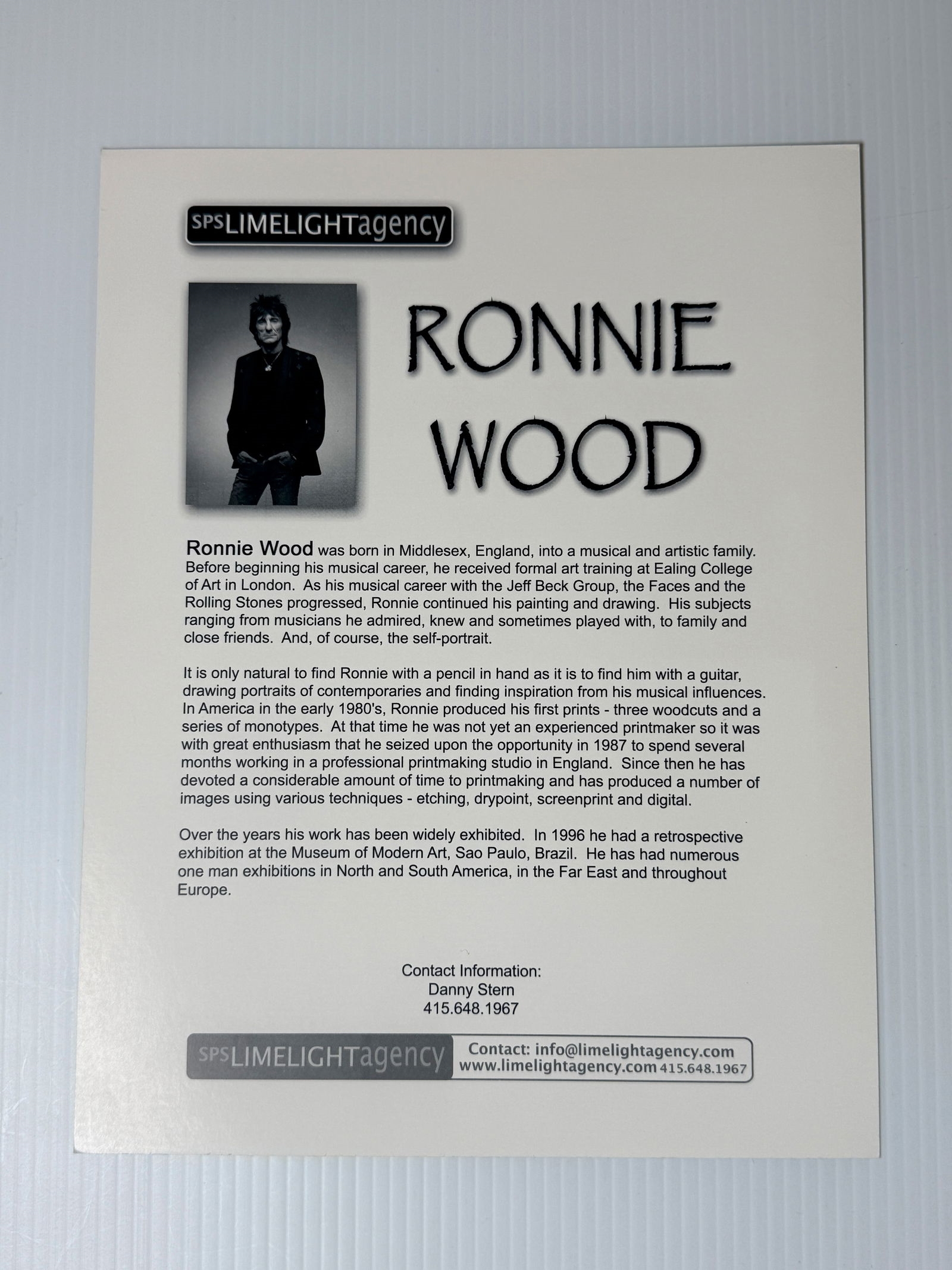 Ronnie Wood | RONNIE WOOD PROMO ART FLYER | MutualArt