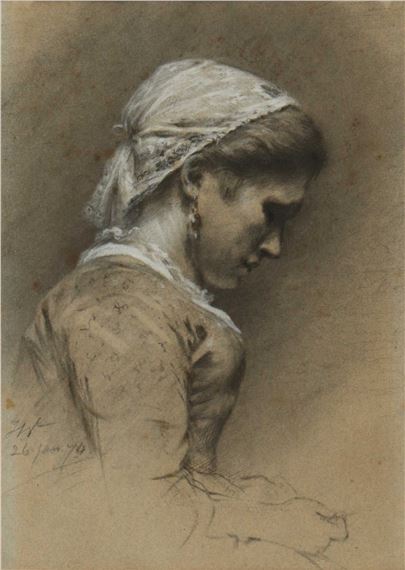 Hendrik Valkenburg | FEMALE PORTRAIT (1870) | MutualArt
