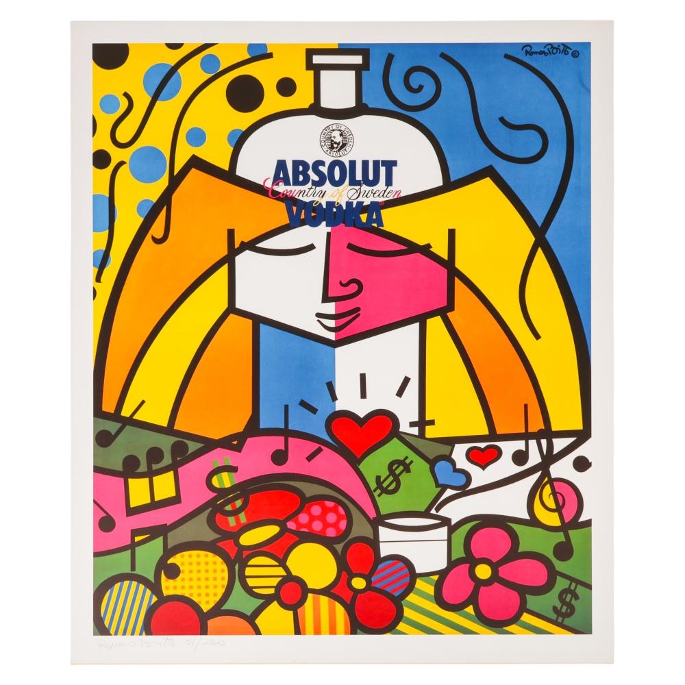Romero Britto | Absolut Vodka Campaign Litho SIGNED | MutualArt