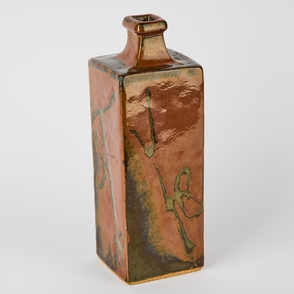 Len Castle | A Len Castle Stoneware Slab Bottle Form In A Wax Resist ...