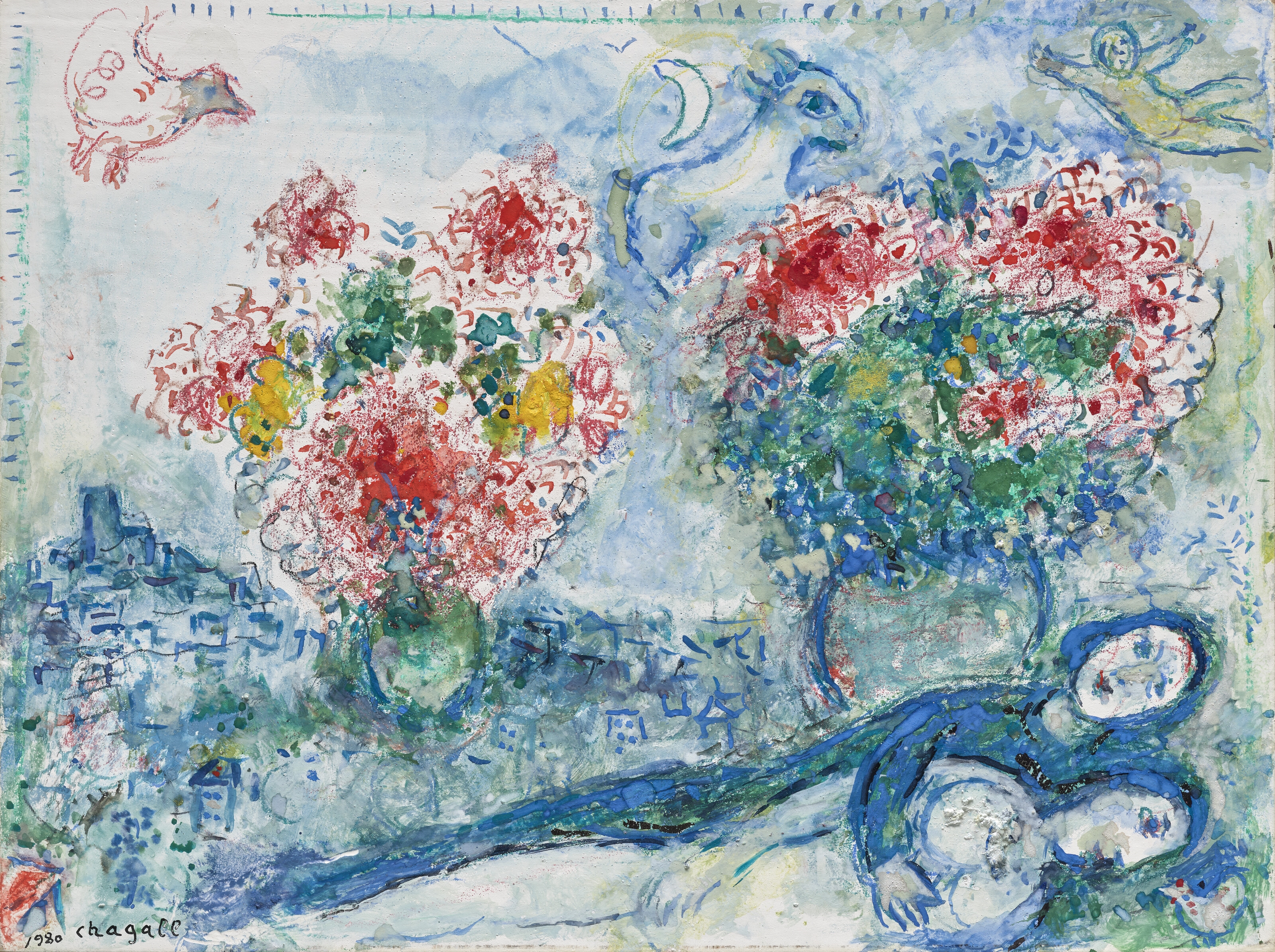 Marc Chagall | Double bouquet rose (1980) | MutualArt