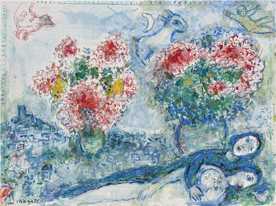 Marc Chagall | Double bouquet rose (1980) | MutualArt