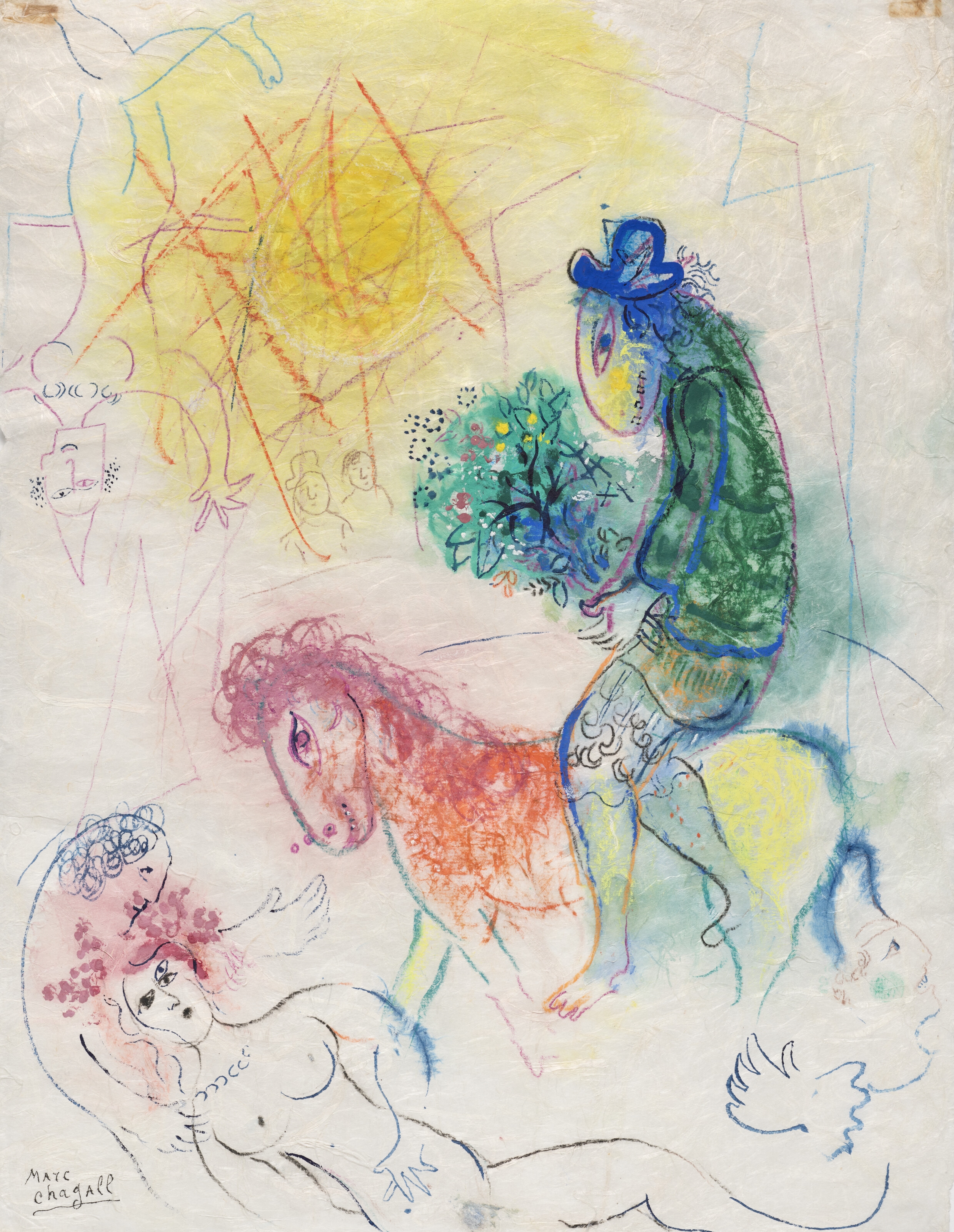 Marc Chagall | Acrobate au cheval rouge (1958) | MutualArt