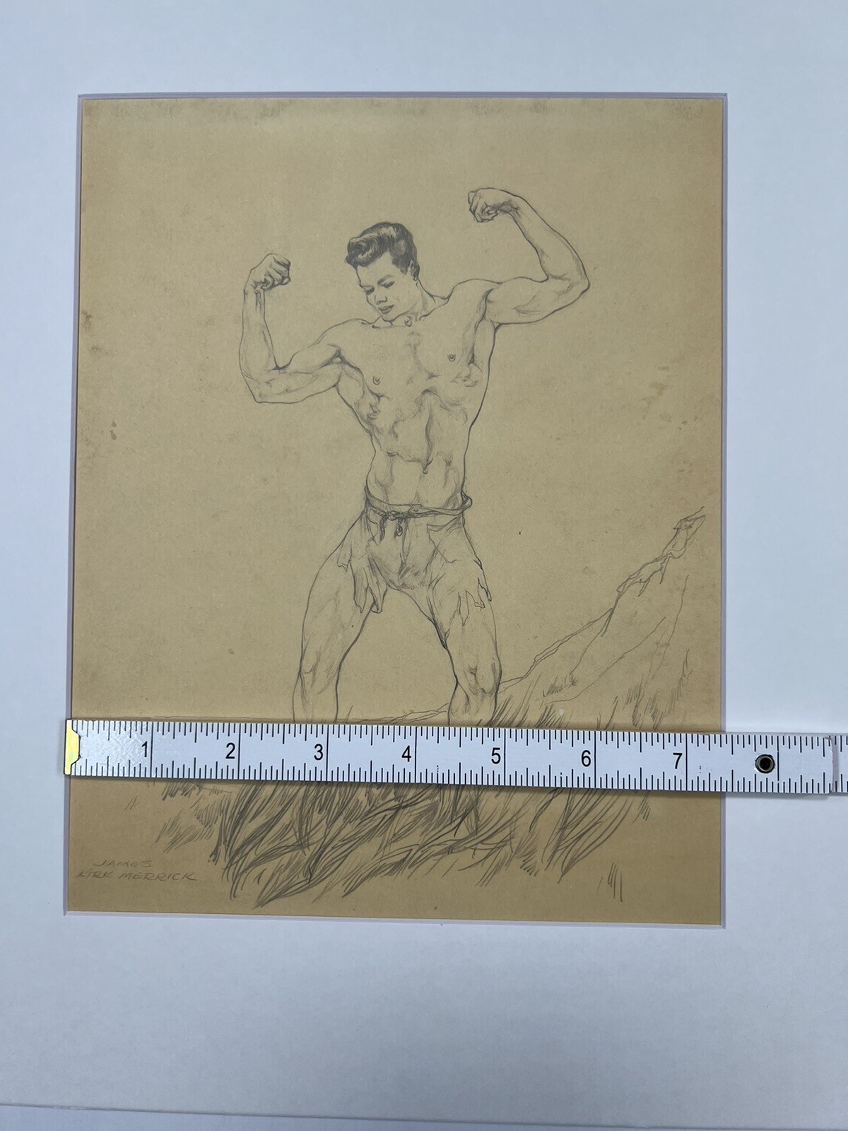 James Kirk Merrick | Shirtless Man Flexing Muscles Tiny Shorts Pencil ...