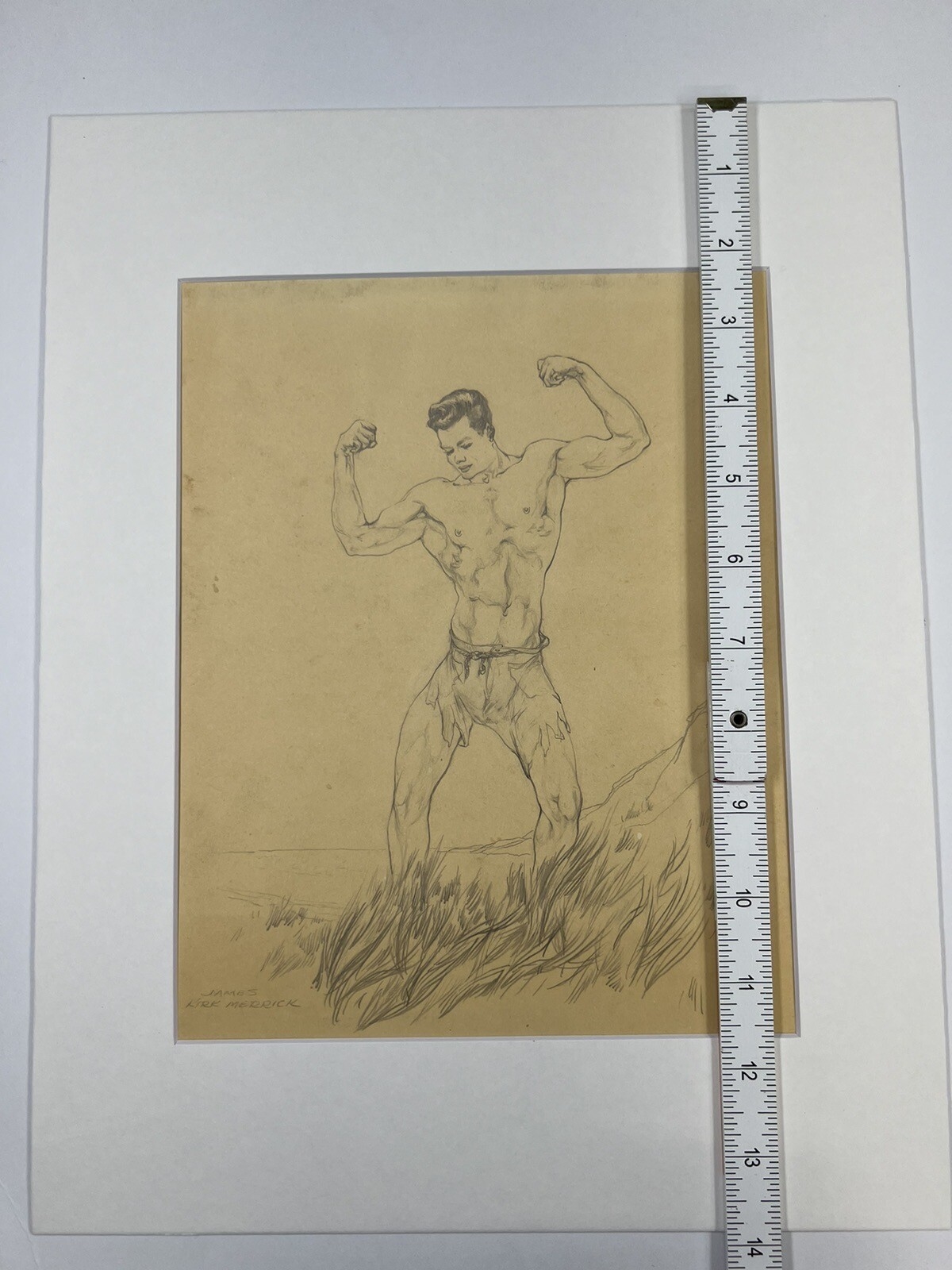 James Kirk Merrick | Shirtless Man Flexing Muscles Tiny Shorts Pencil ...