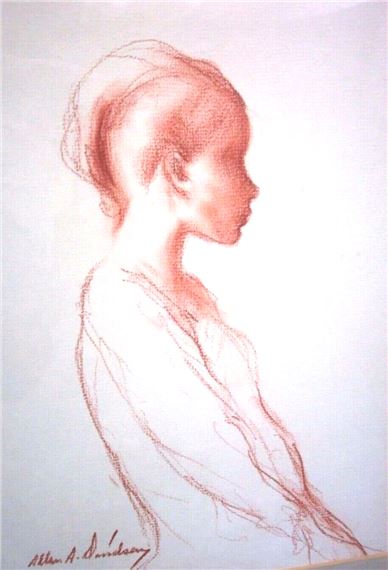 YOUNG GIRL DANCER PORTRAIT DRAWING by Allan Albert Davidson, 1970-1989