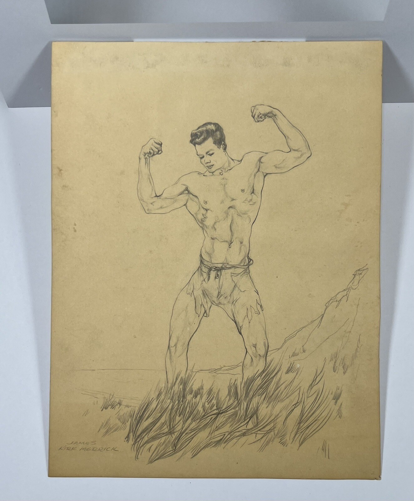 James Kirk Merrick | Shirtless Man Flexing Muscles Tiny Shorts Pencil ...