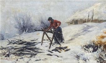 Woman Sawing - Laszlo Pataky von Sopatak