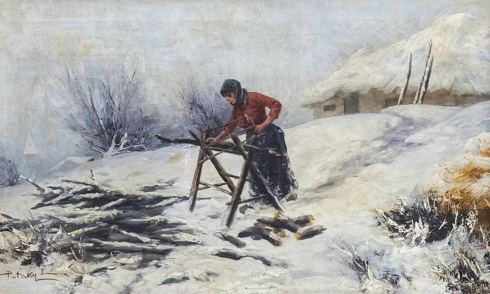 Laszlo Pataky | Woman Sawing | MutualArt