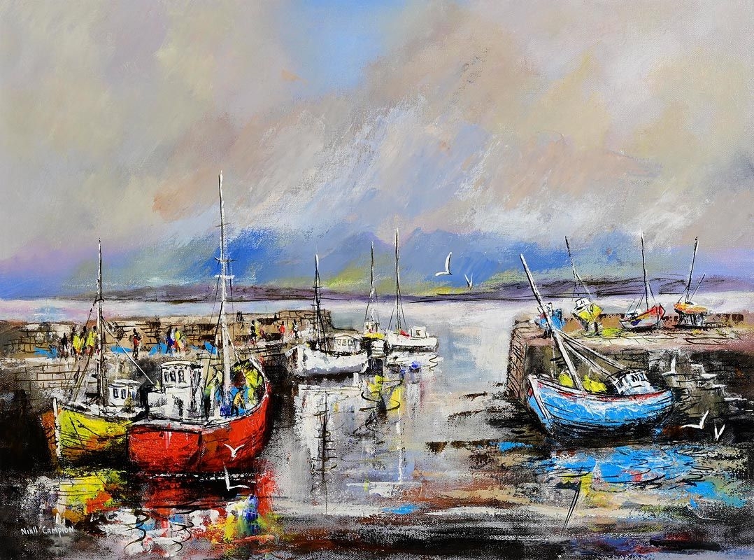 Niall Campion | Boats in Cleggan Harbour, Connemara | MutualArt