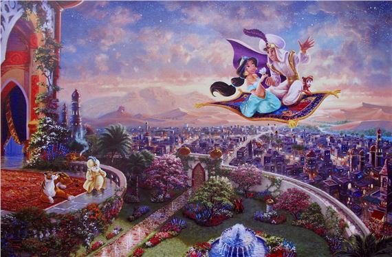 Thomas Kinkade | Aladdin and Jasmine Magic Carpet Ride | MutualArt