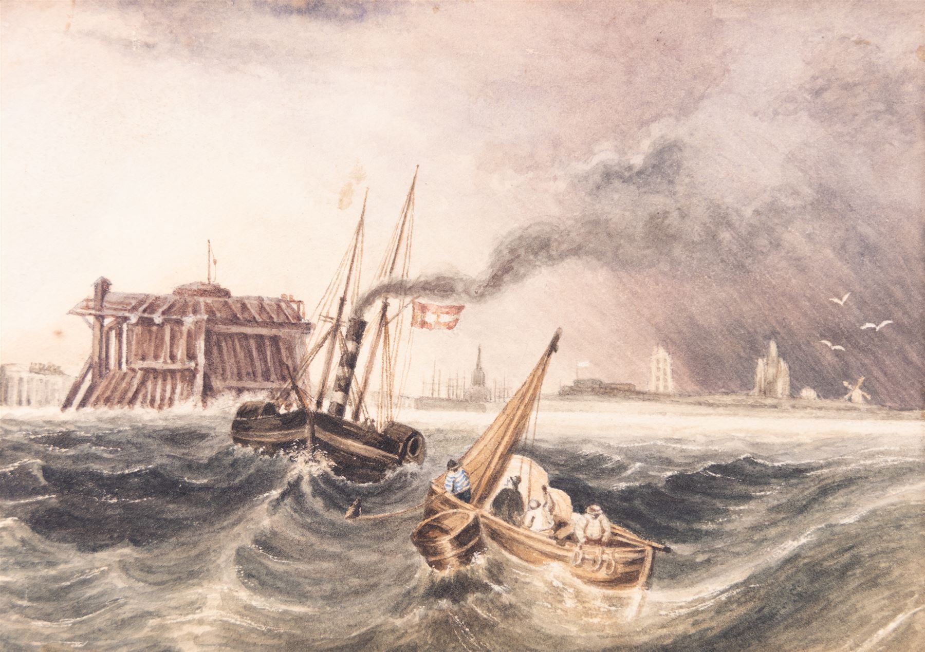George Clarkson Stanfield | A Steamer at Scarborough | MutualArt