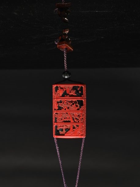 Japanese School, 19th Century | Single-cell inro in red and black ...