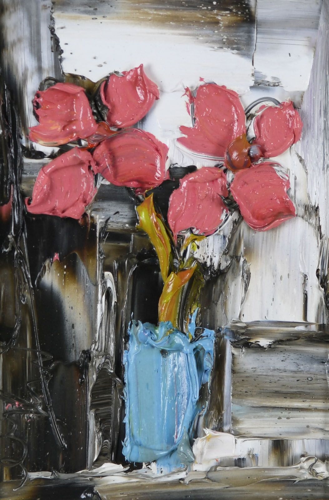 Colin Flack | Pink Flowers in a Sky Blue Pot | MutualArt