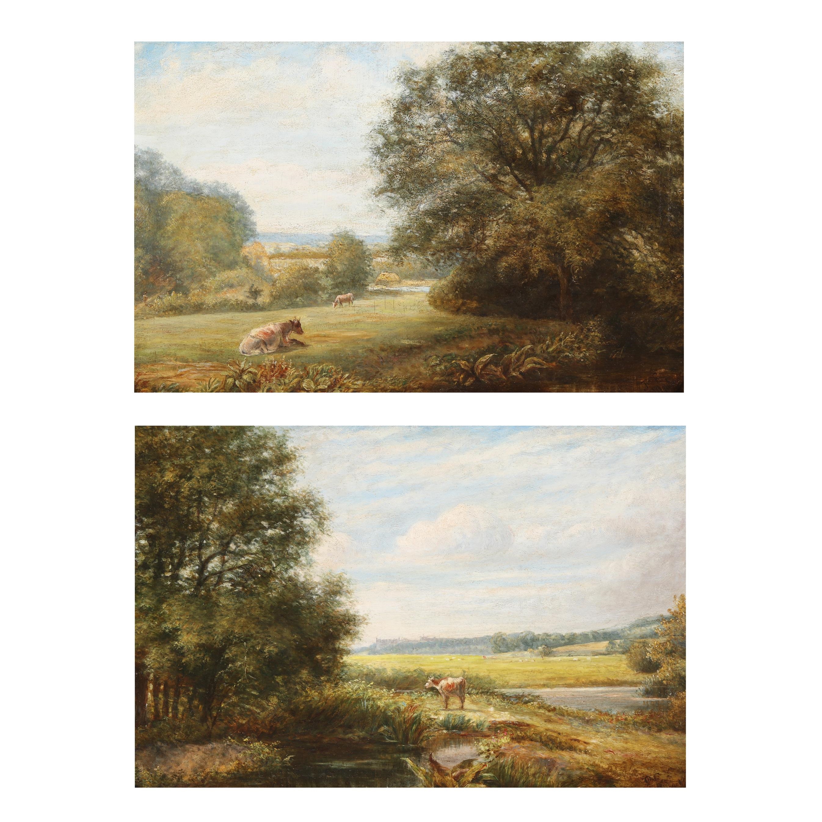 James Edwin Meadows | Pair of Pastoral Landscapes with Cattle | MutualArt