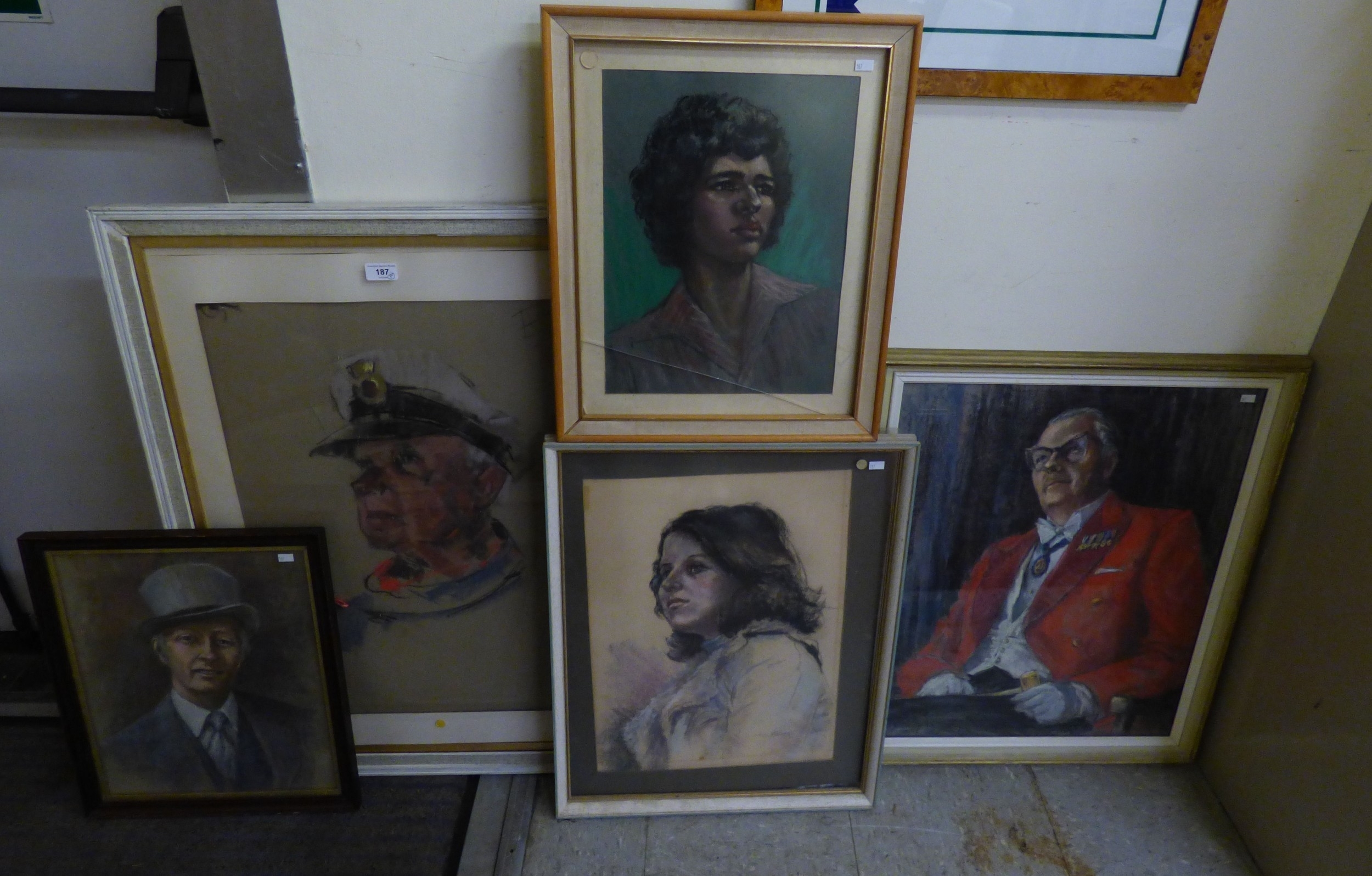 Rosa Harding | five portraits mixed media bearing signatures | MutualArt